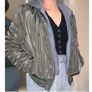 Moss green jacket with hood